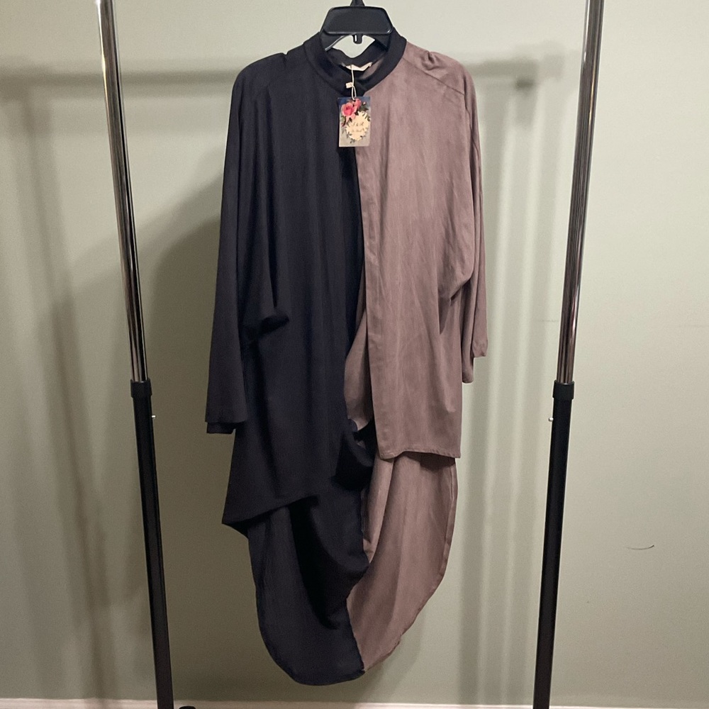 Black and brown velvety cardigan with hooded back